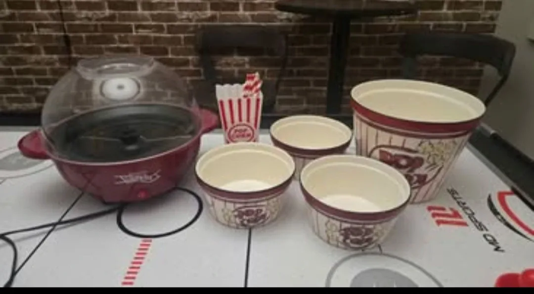 Nostalgia Red Hot Air Popcorn Maker with Bowls