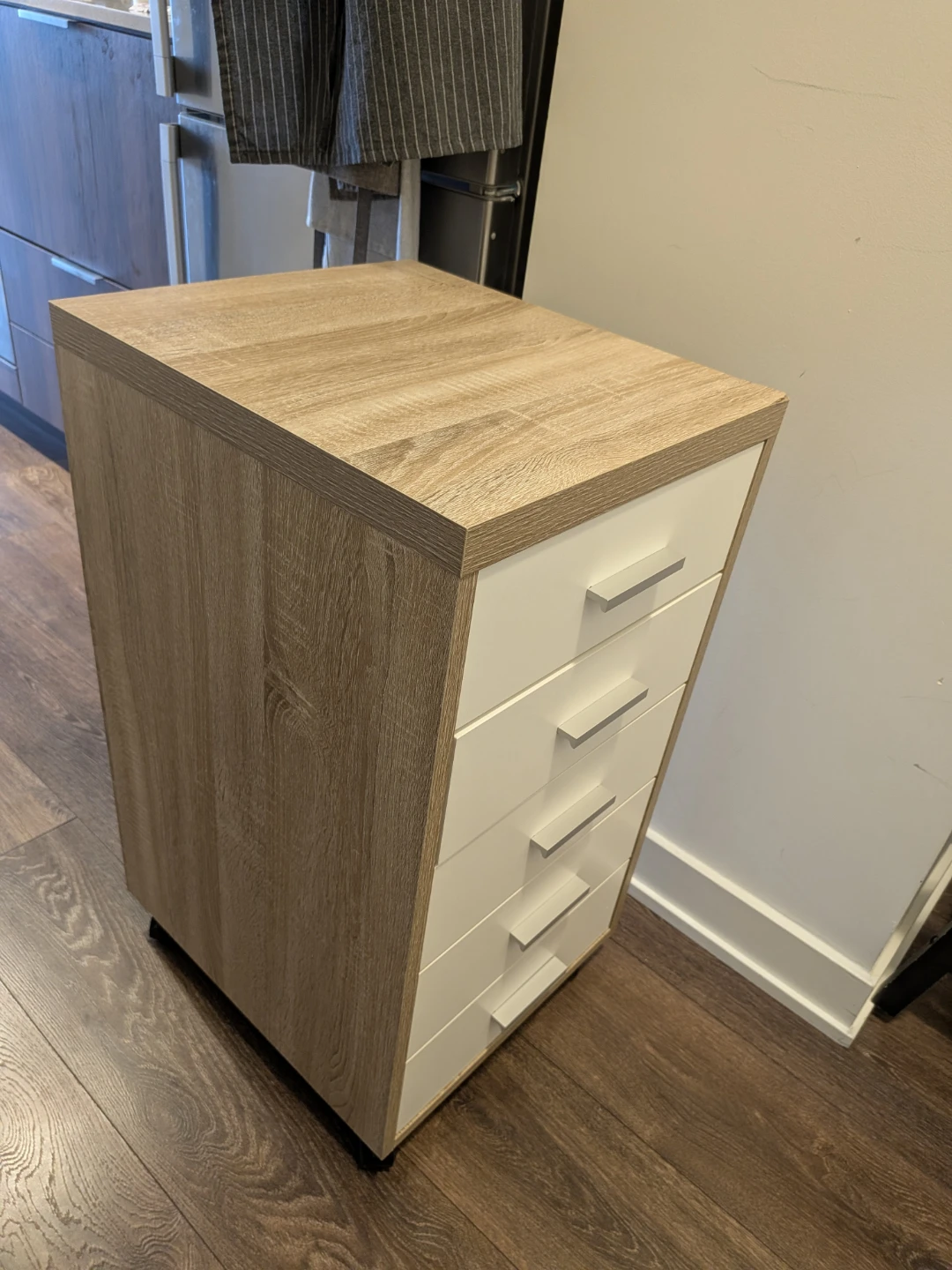 5-Drawer Rolling Cabinet - White & Wood - photo 4
