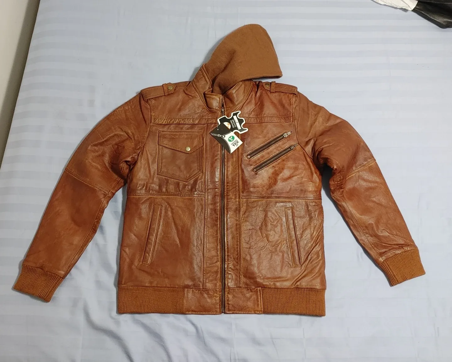 Hooded Leather Jacket for Men - Made in Pakistan