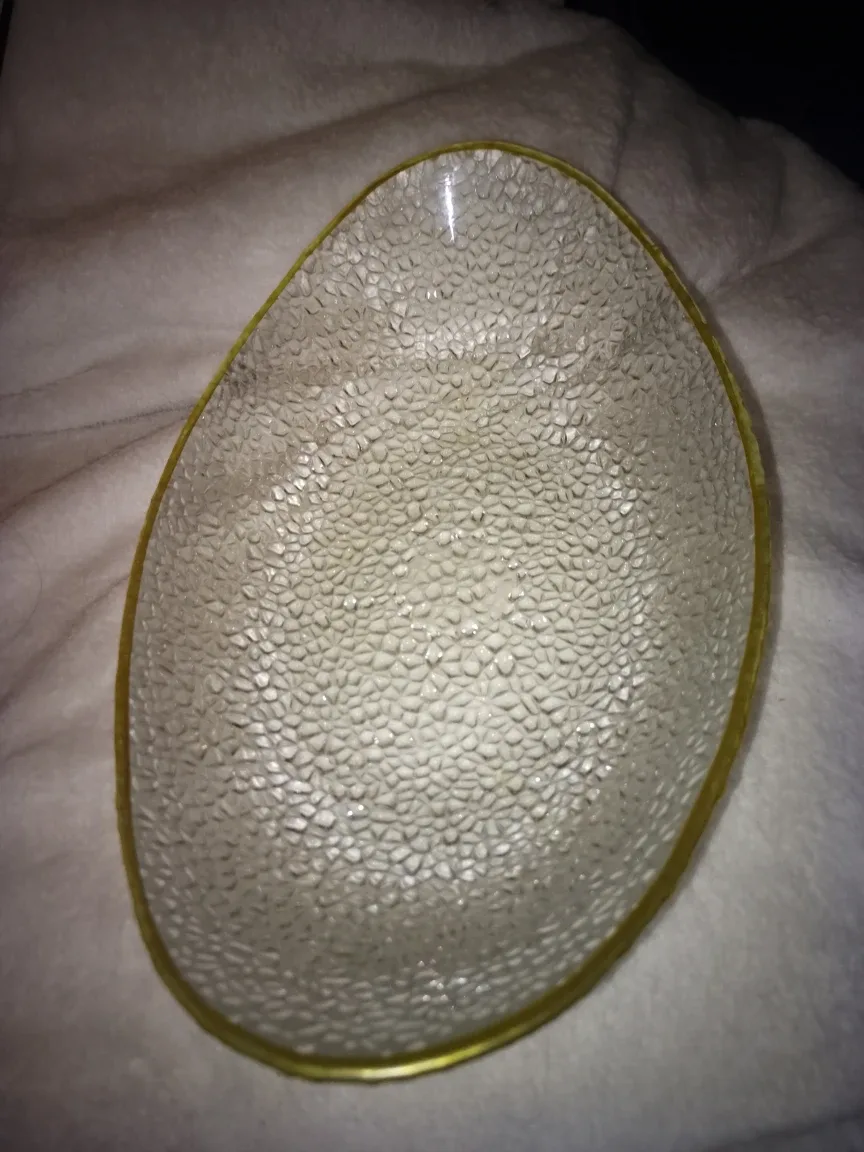 #cleanout Decorative Glass Bowl with Gold Trim