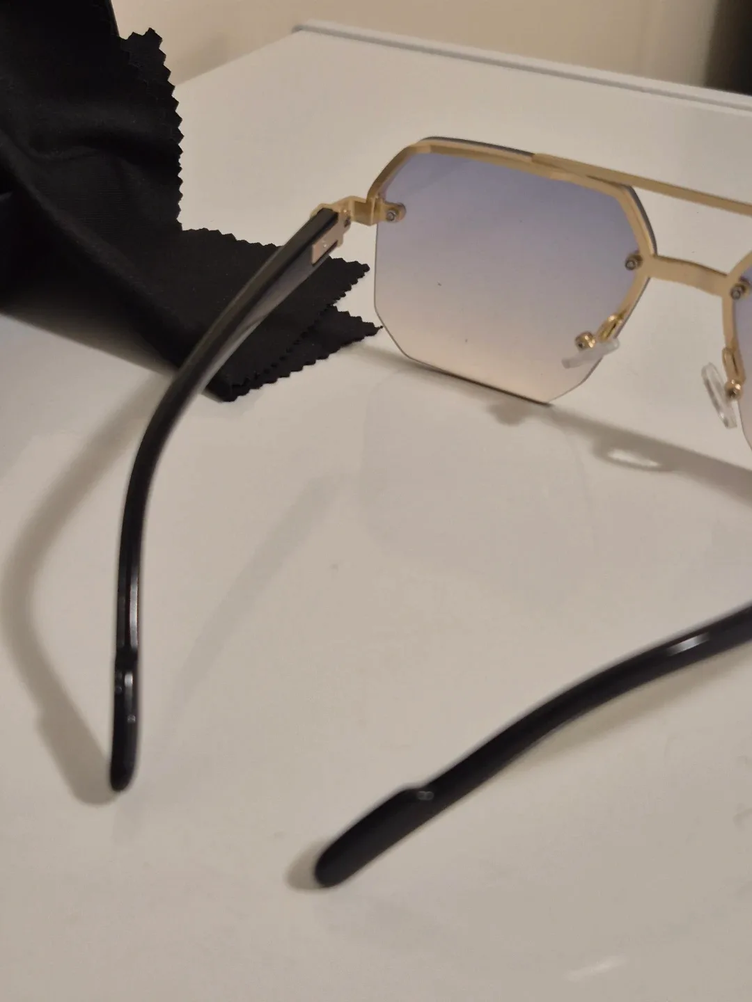 Gold Frame Octagon Sunglasses with Black Case #Cleanout image indicator(3)