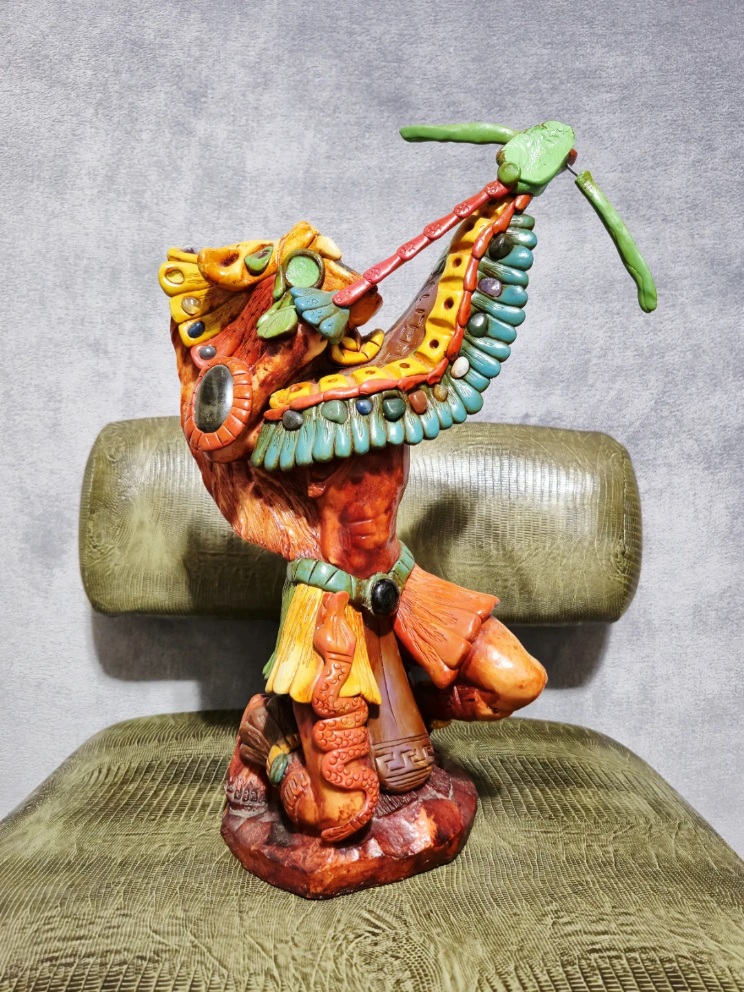 Large Mayan Gemmed Clay Sculpture