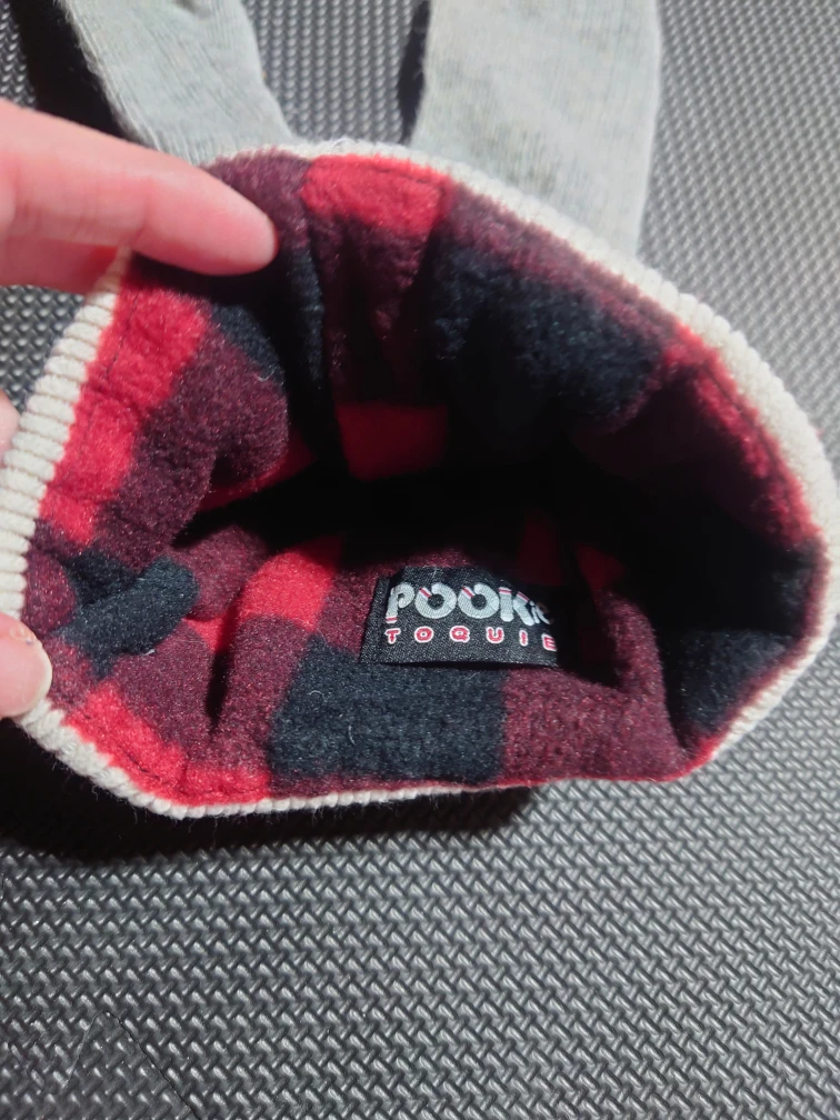 Pookie Toque Bunny Hat - Grey, Red & Black - photo 2
