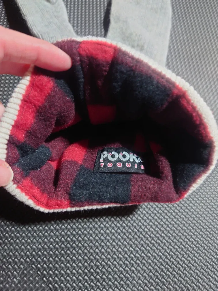 Pookie Toque Bunny Hat - Grey, Red & Black image indicator(2)
