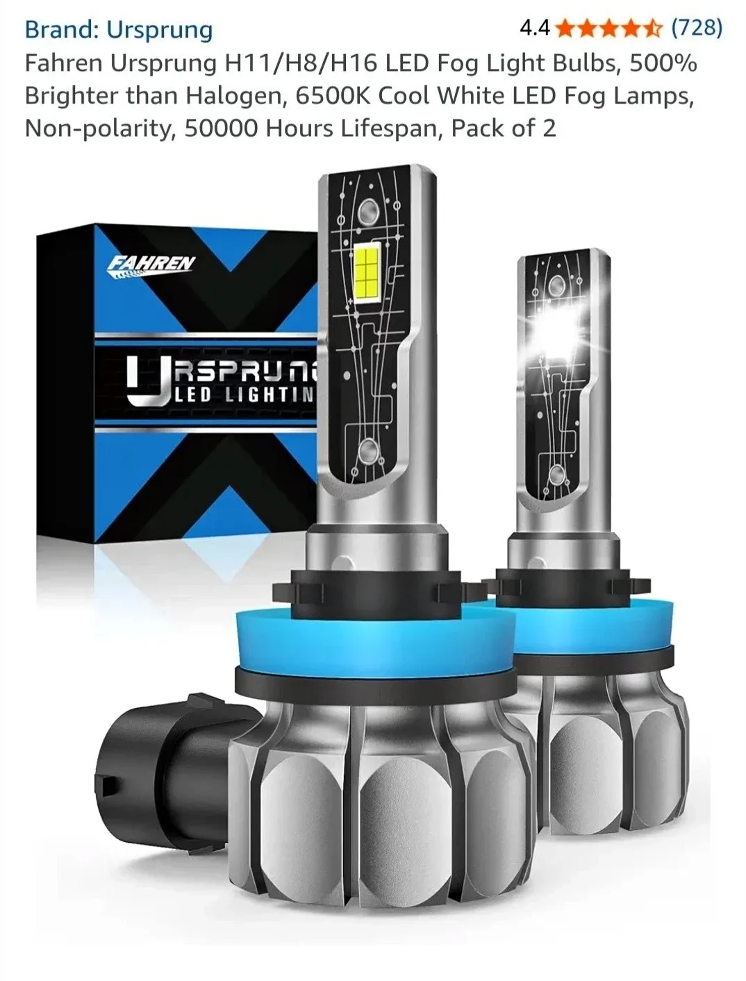 Fahren Ursprung H11/H8/H16 LED Headlight Bulbs