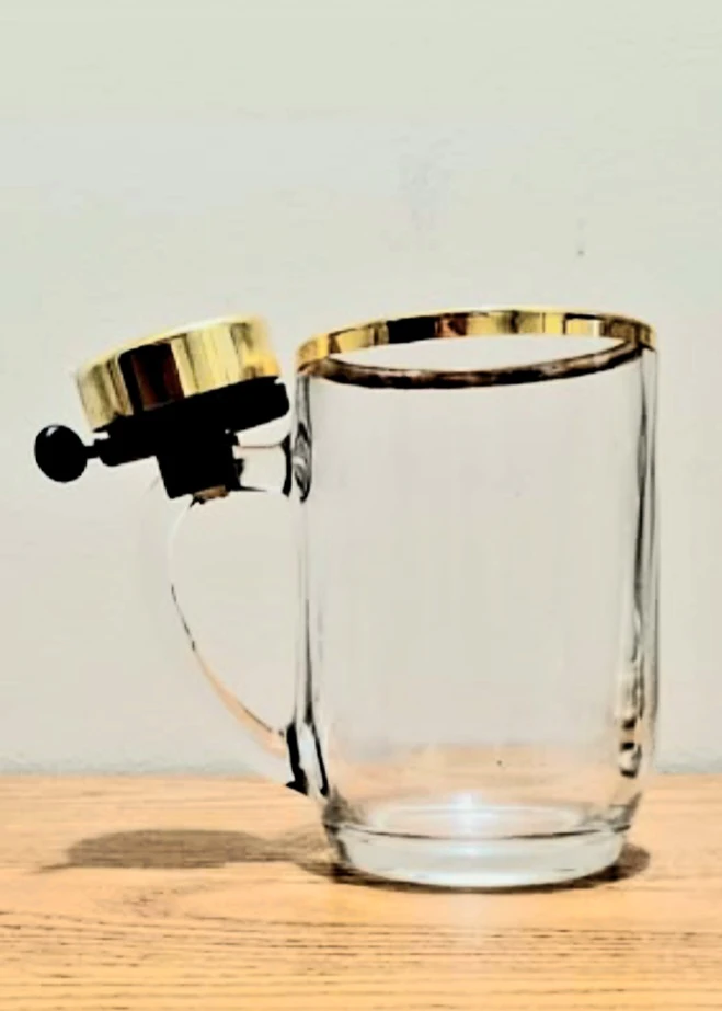 Unique Gold Plated French Bell Ringer Beer Stein