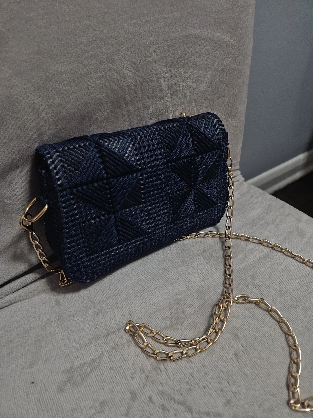 Handmade Woven Navy Blue Purse - photo 2