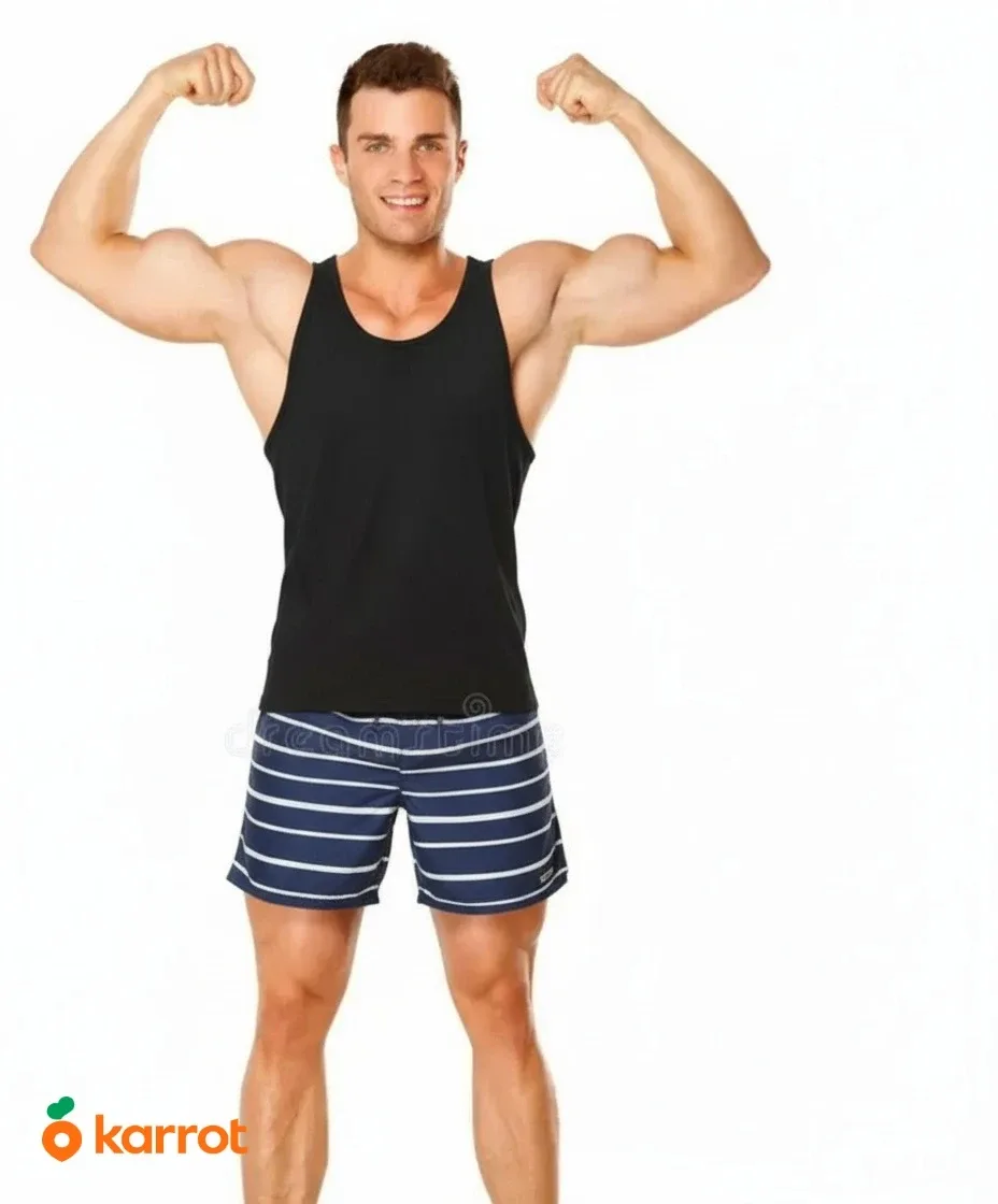 Kirkland Striped Swim Shorts & Clique Black Tank Top Set