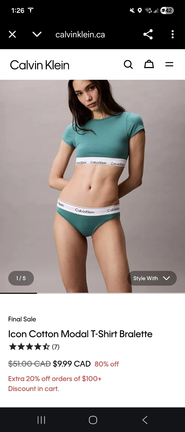2 Calvin Klein Icon Cotton Modal T-Shirt Bralette - M - photo 2