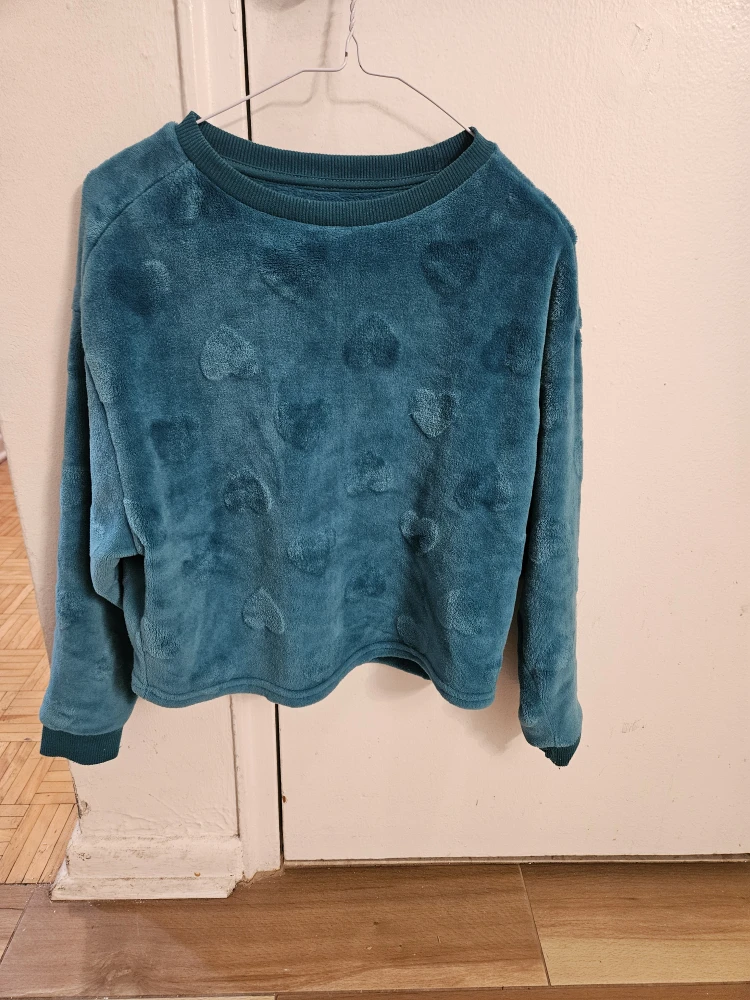 Teal Heart Patterned Fleece Pullover - photo 2