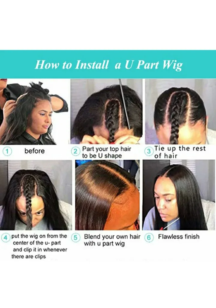 U Part Wig - Black Hair NEW