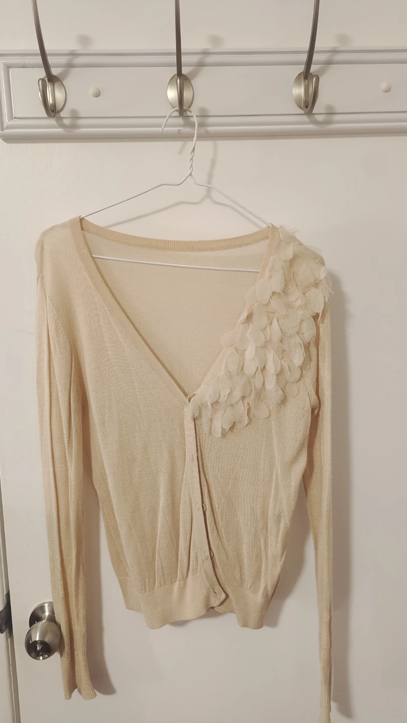 Beige Cardigan with Floral Detail