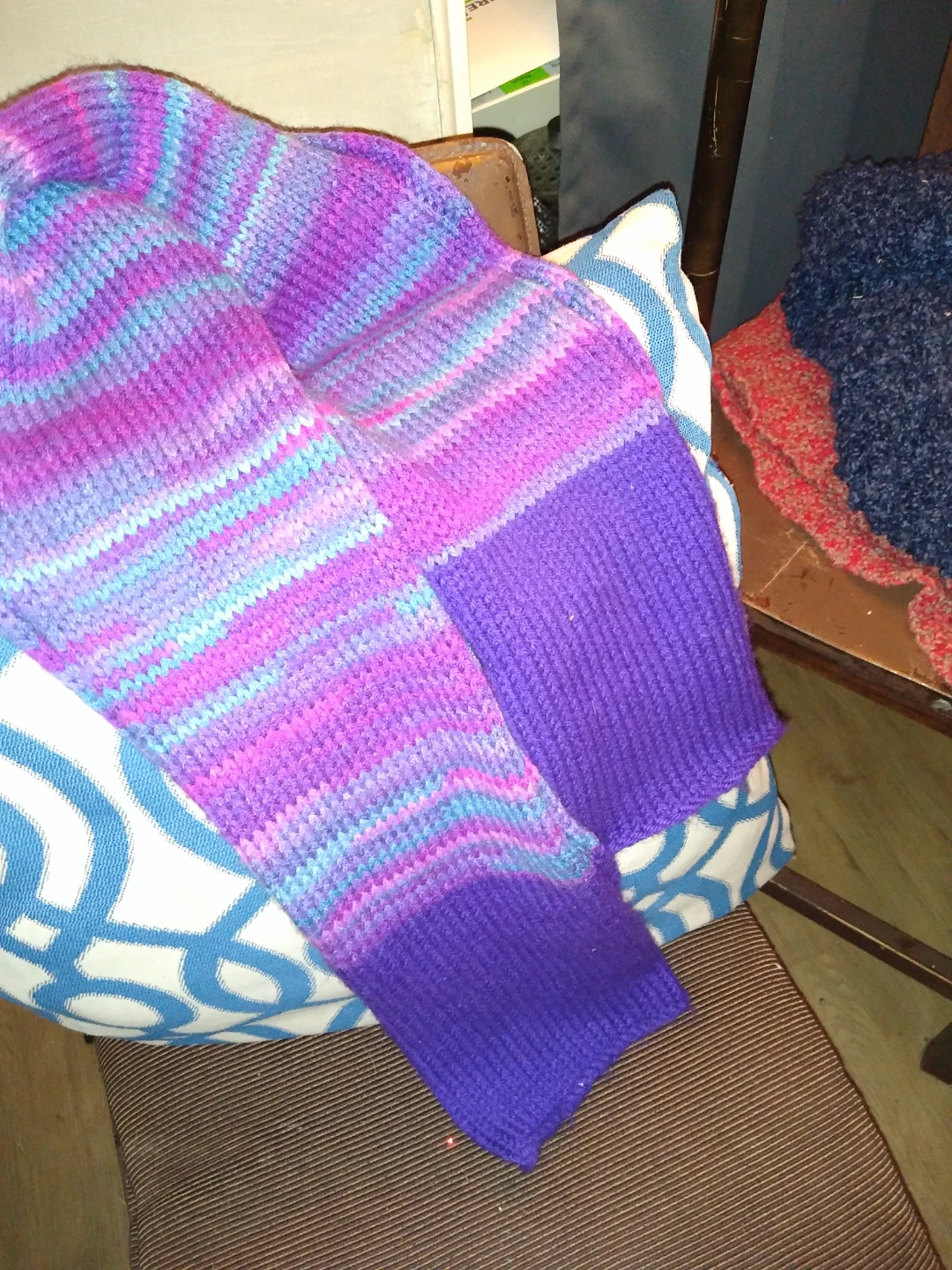 Handmade hand knit colorful scarf