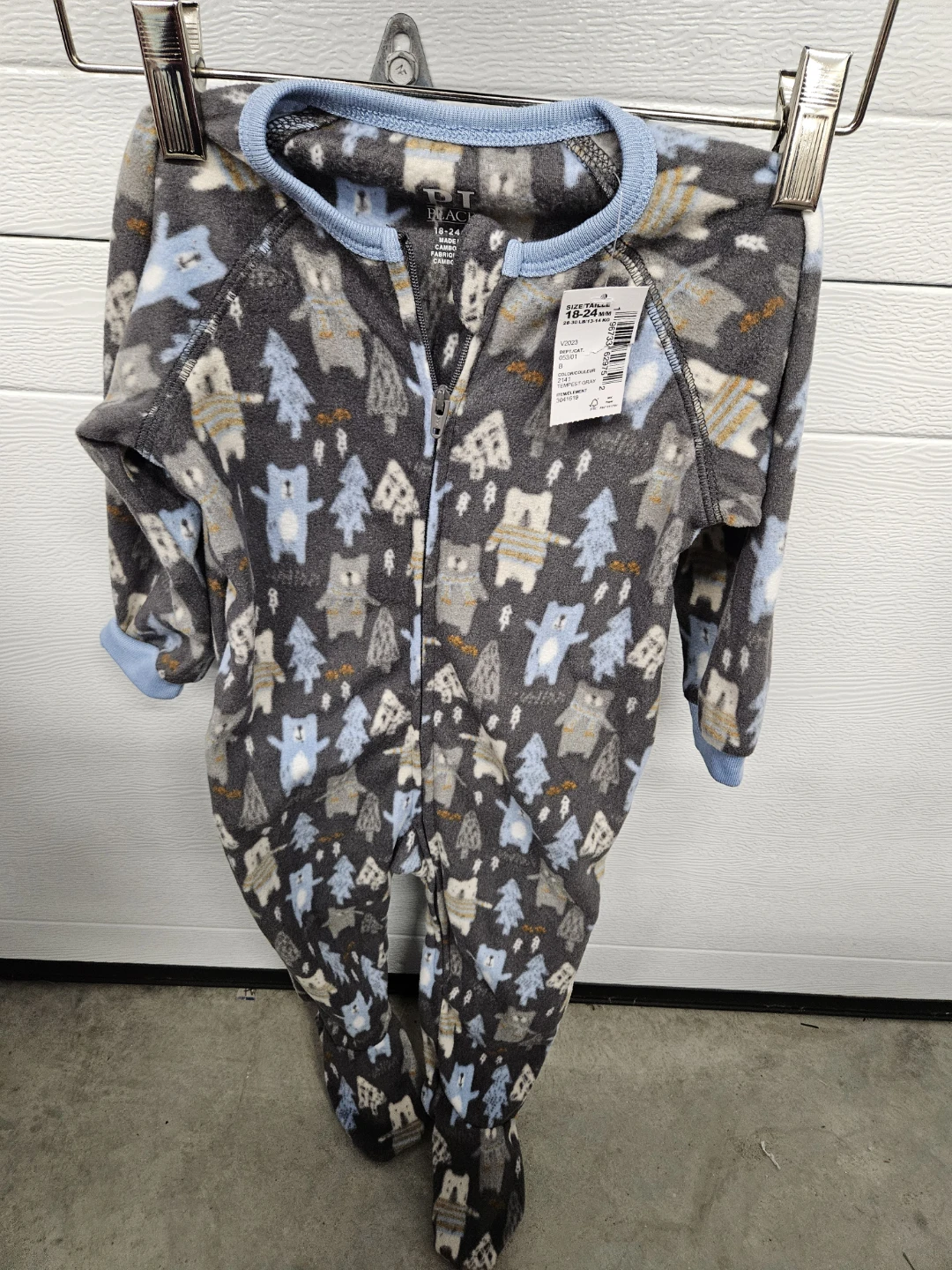 NWT Place 18-24M Tempest Gray Fleece Sleeper