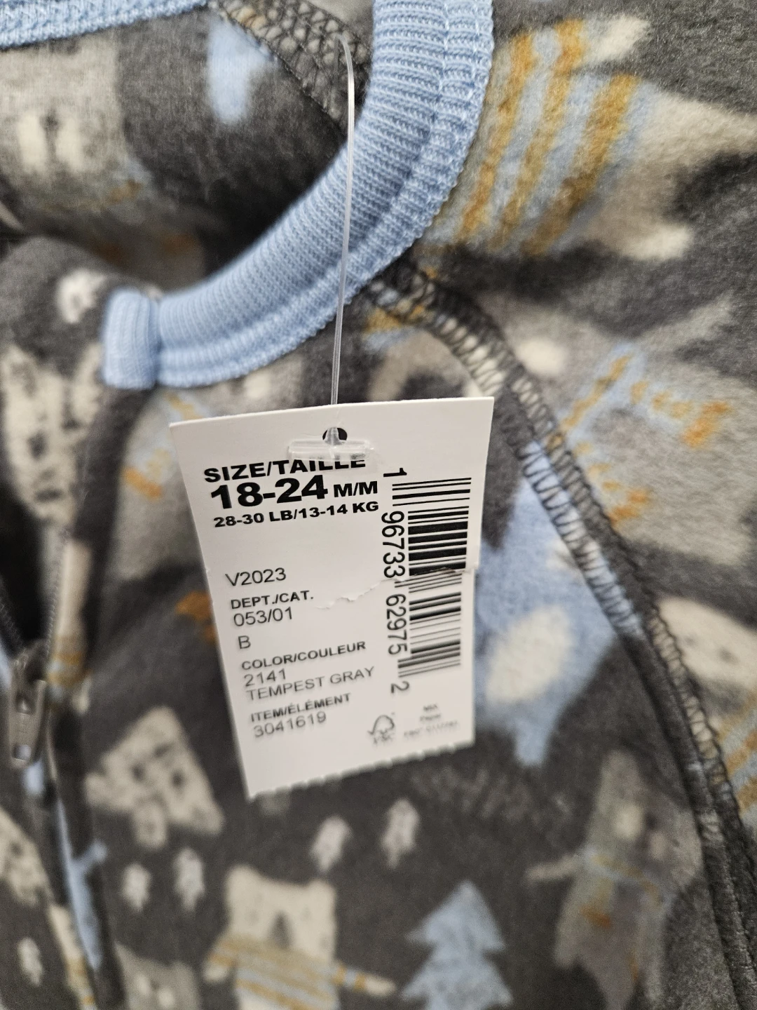 NWT Place 18-24M Tempest Gray Fleece Sleeper - photo 2