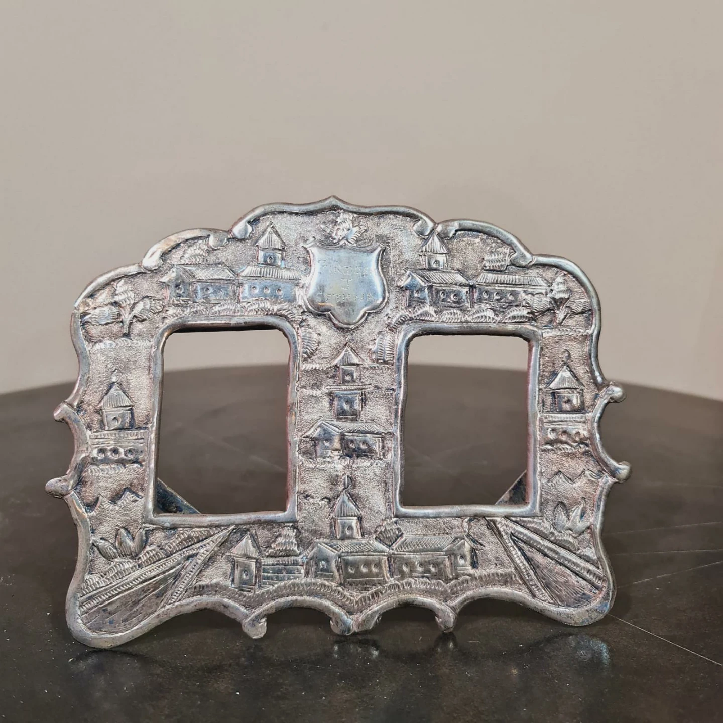 Vintage Silver-Tone Double Picture Frame