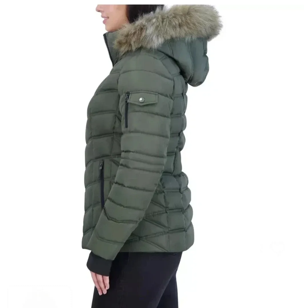 Nautica Insulated Wind Resistant Faux Fur Trim Jacket Puffer XL image indicator(4)