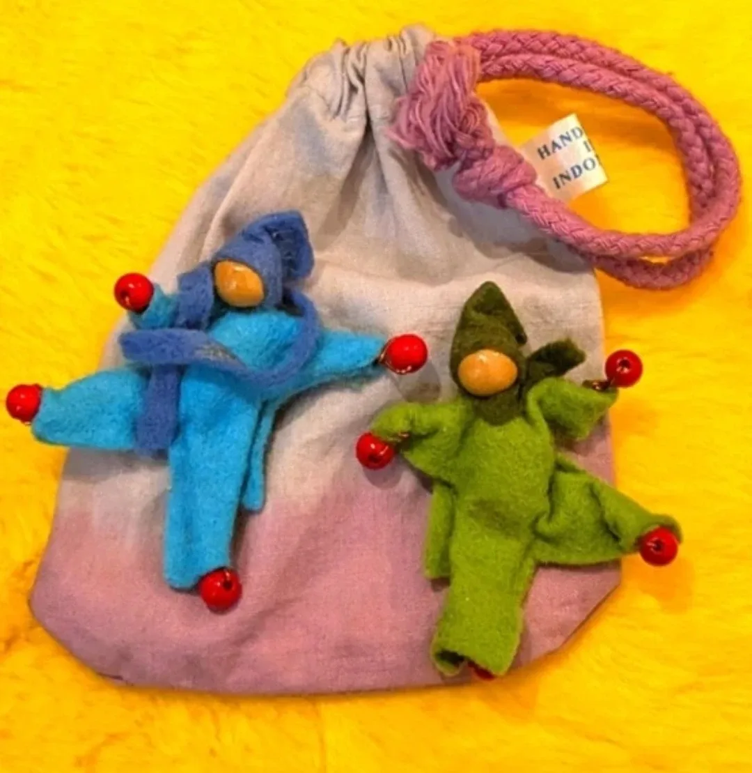 Vintage Handcrafted Amish Dolls in handcrafted drawstring Pouch image indicator(2)