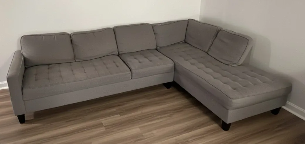 Modern Gray Sectional Couch - Delivery Available