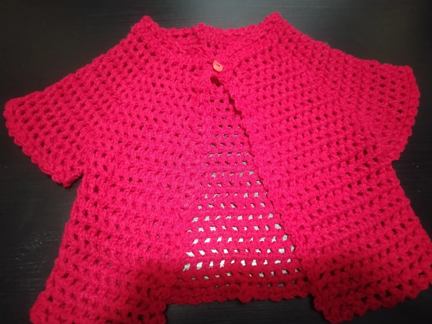 Handmade Red Crochet Baby Cardigan - photo 2