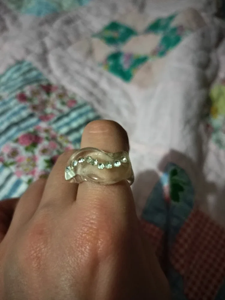 Handmade Resin Ring with Rhinestones