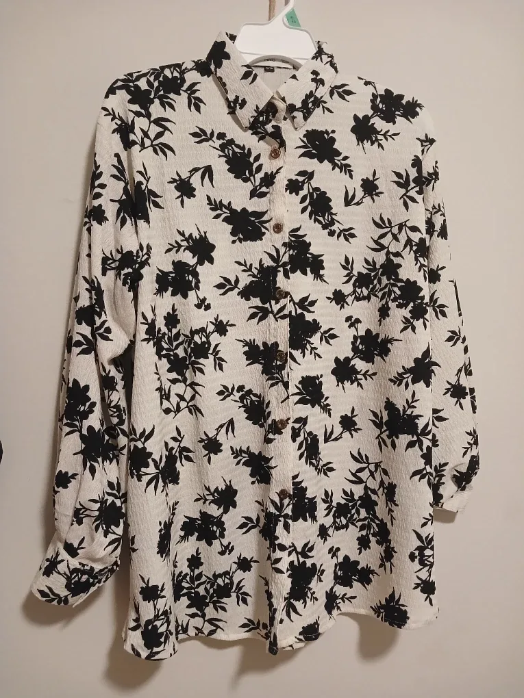 Floral Print Shirt & Black Pants Set