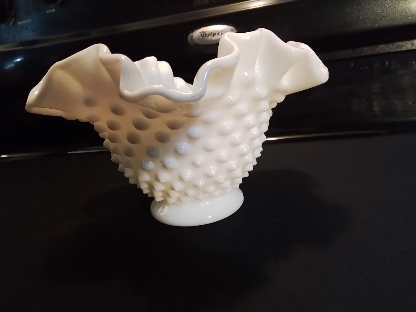 Fenton Milk Glass Hobnail Ruffled Bowl - photo 2