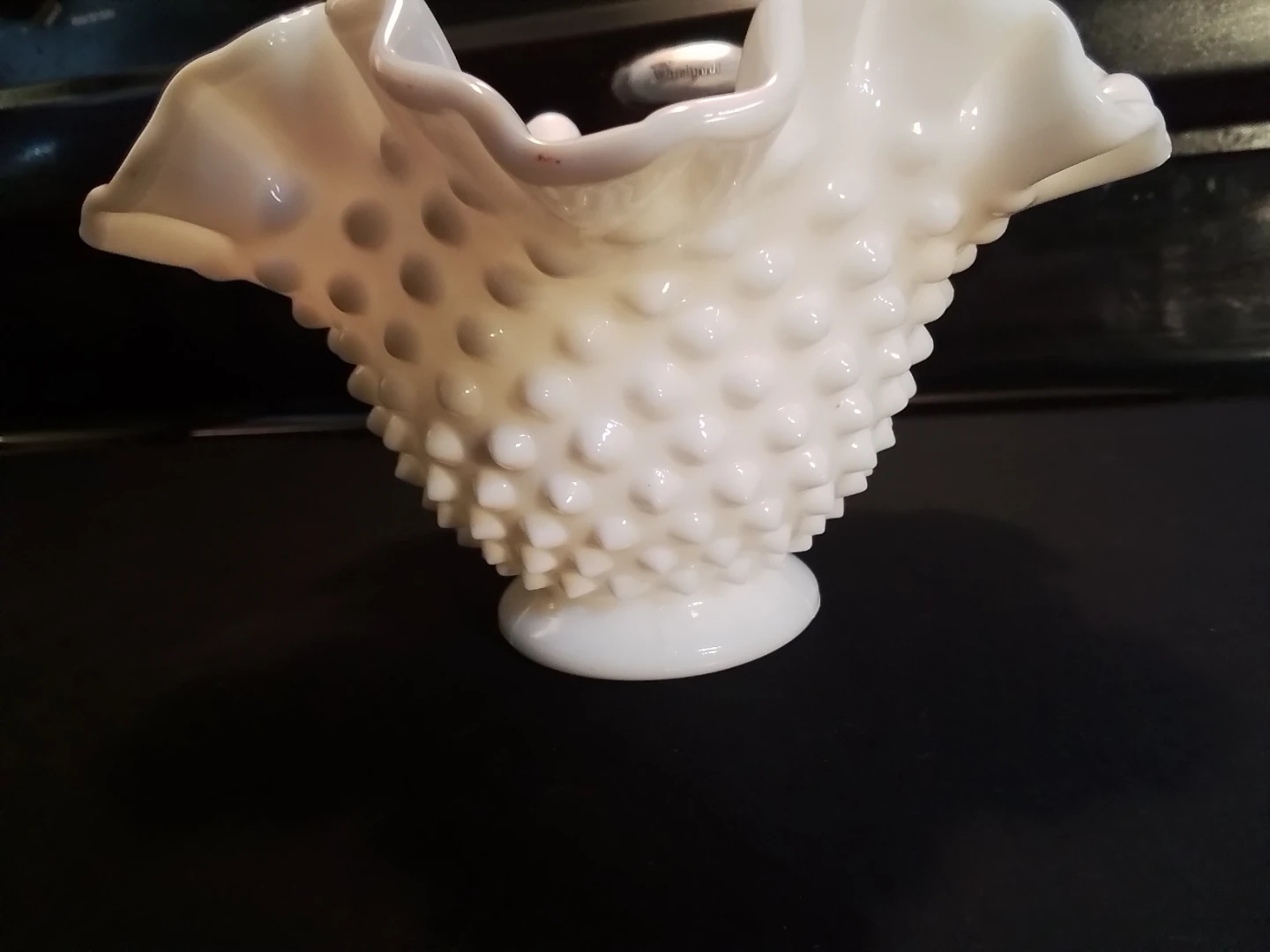 Fenton Milk Glass Hobnail Ruffled Bowl - photo 3