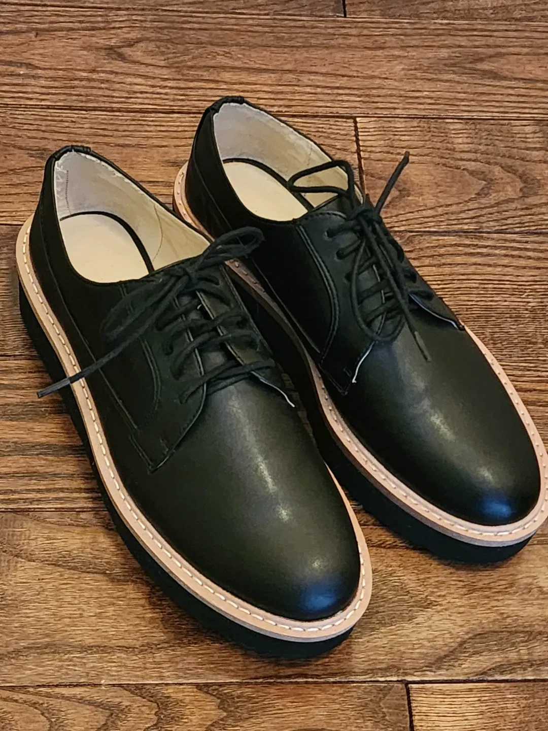 Black Platform Lace-Up Shoes