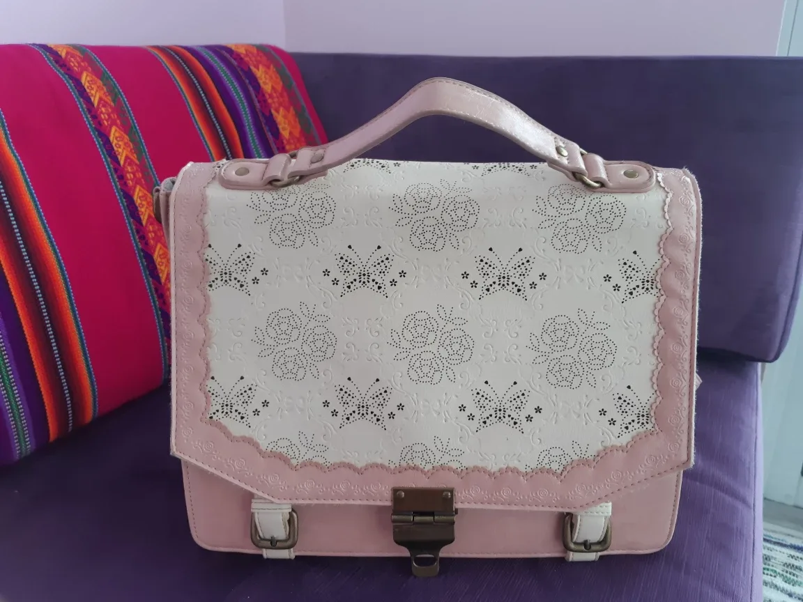 Pink & White Satchel-style Bag