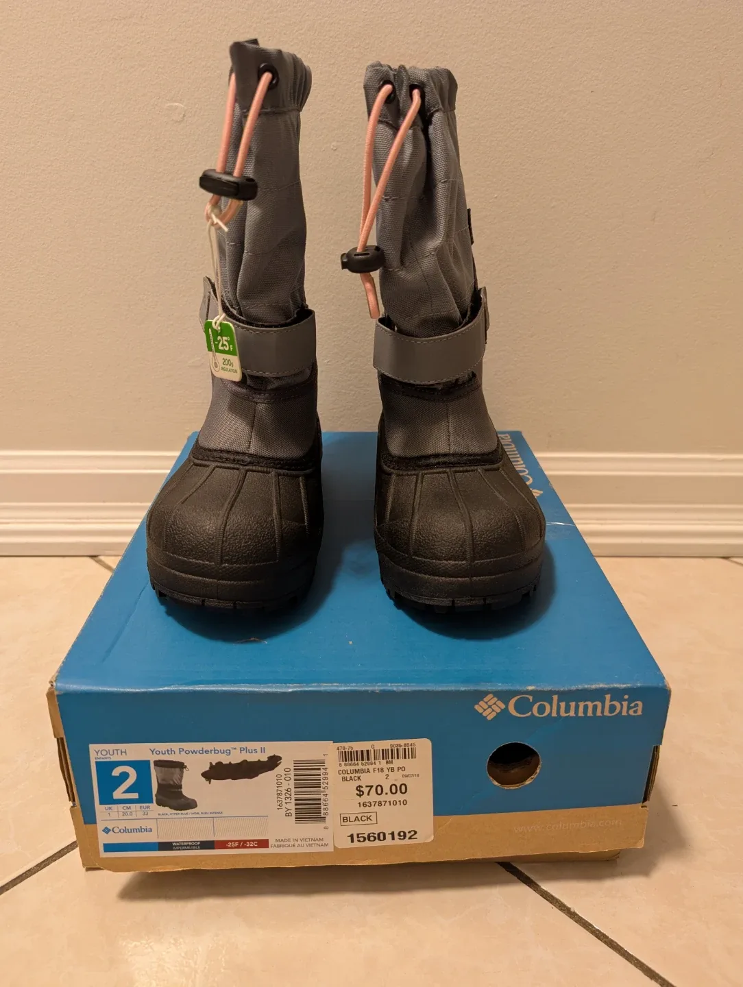 Columbia Youth Powderbug II Boots - Size 2, New in Box!