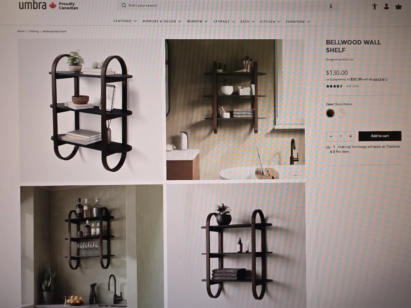 Umbra Bellwood Wall Shelf - Black Walnut