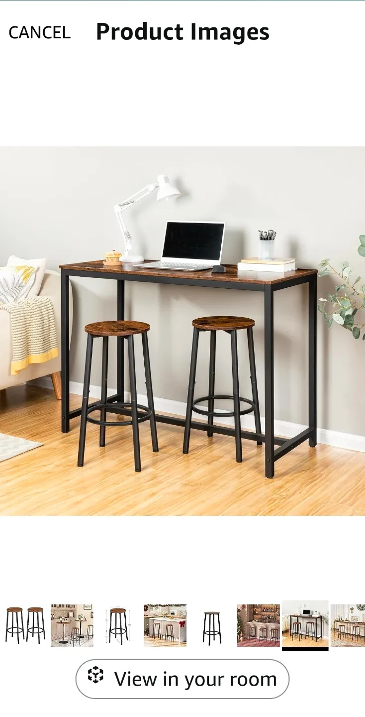 A SET OF 2 HOOBRO Rustic Brown Bar Stool New image indicator(5)