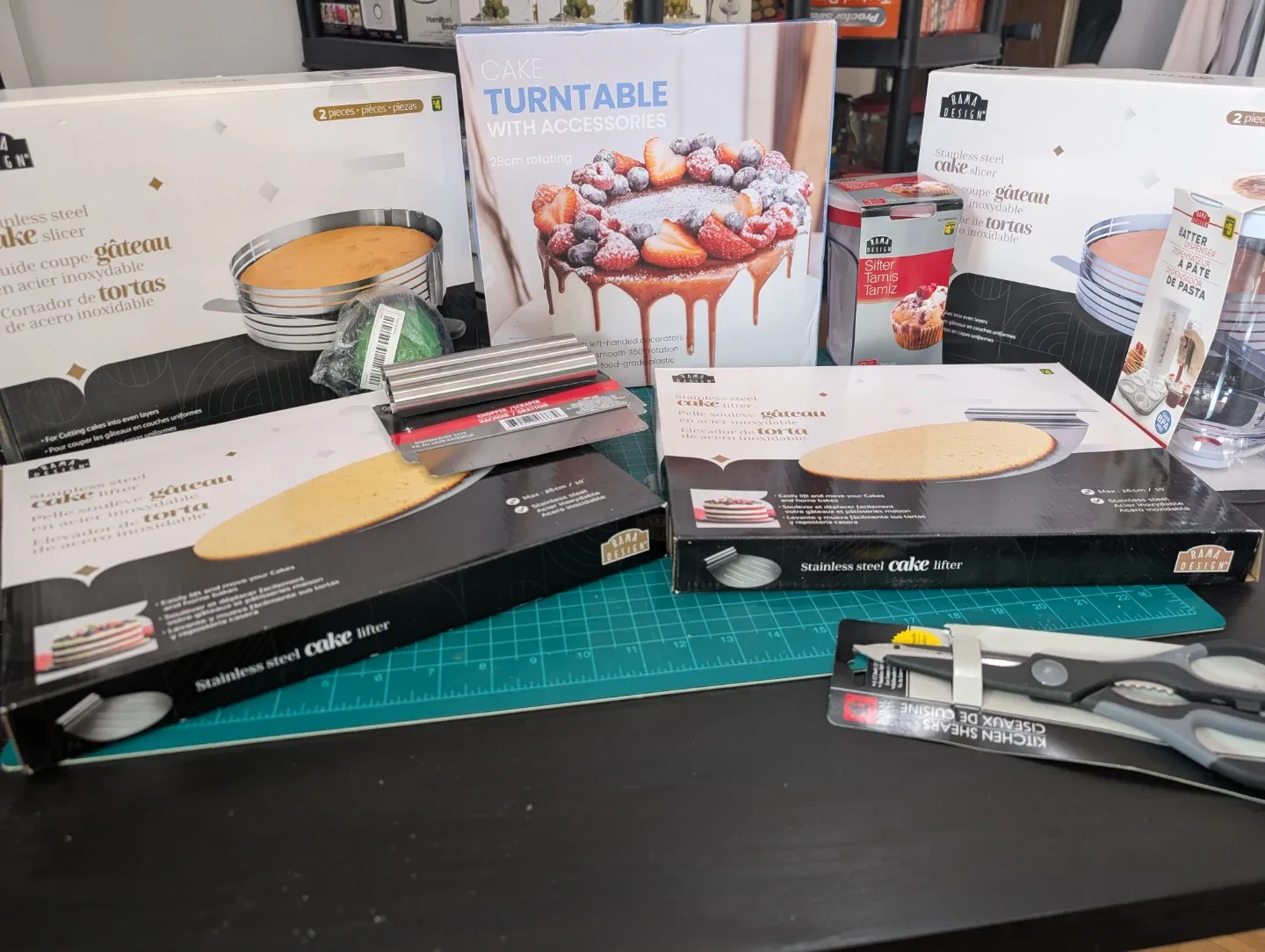 Cake Baking Set - Slicers, Turntable, Boards, Sifter & more!