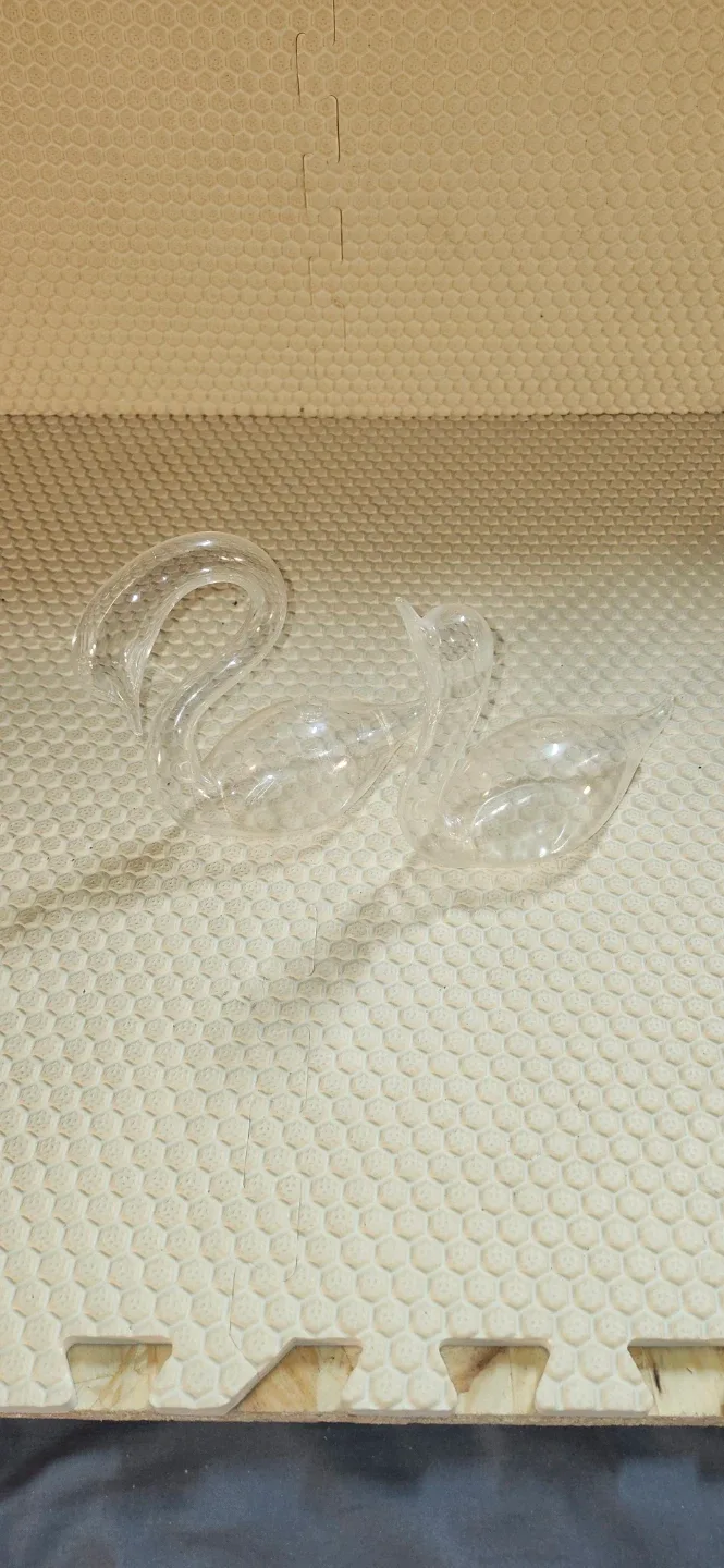 Blown glass Swan bud vase set of 2 for dried arrangements