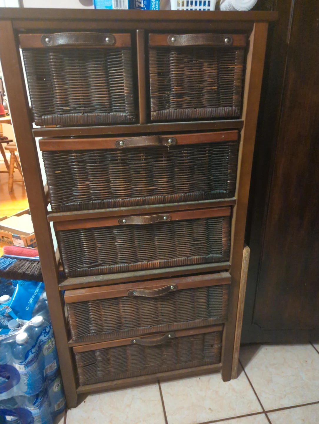Wicker Basket Drawer Storage Unit
