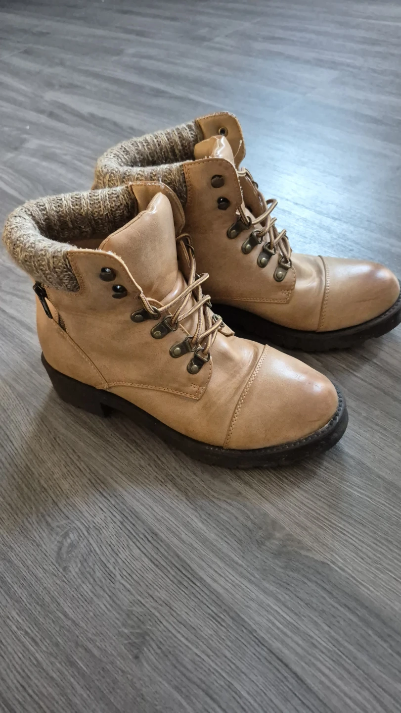 Tan Ankle Boots with Knit Cuff from Journey