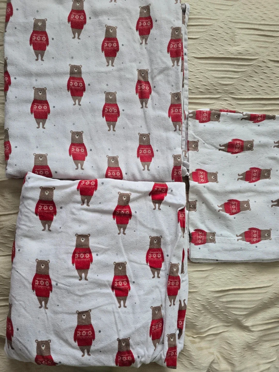 Twin size Bear Print Bed Sheet Set 3pc