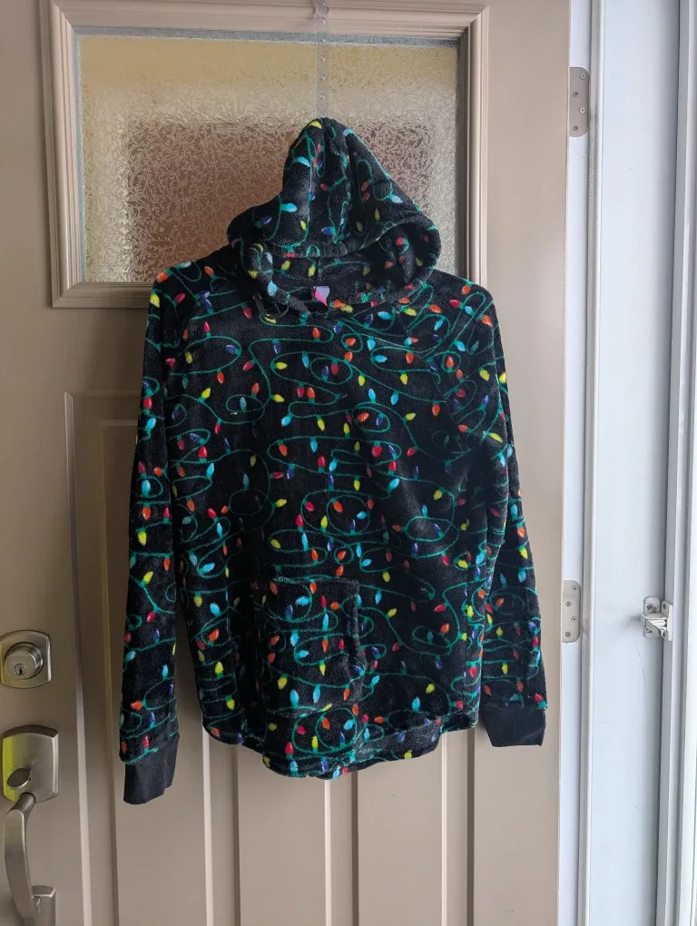 Womens size XL, Christmas lights fleece hoodie