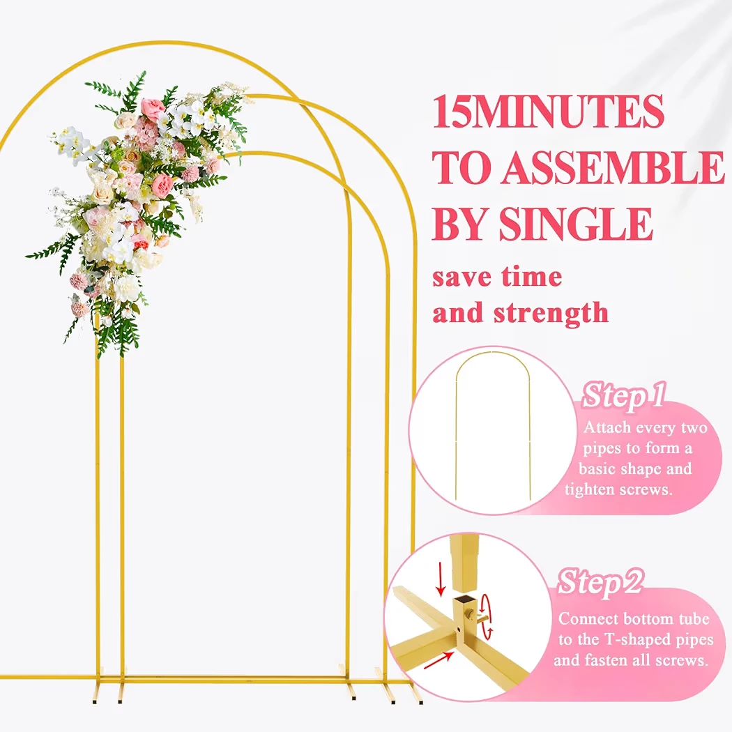 Gold Metal Wedding Arch Backdrop Stand - photo 4