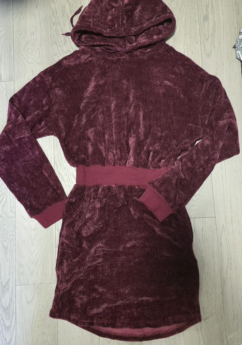 Burgundy or Pink Velvet Hoodie Dress - photo 4