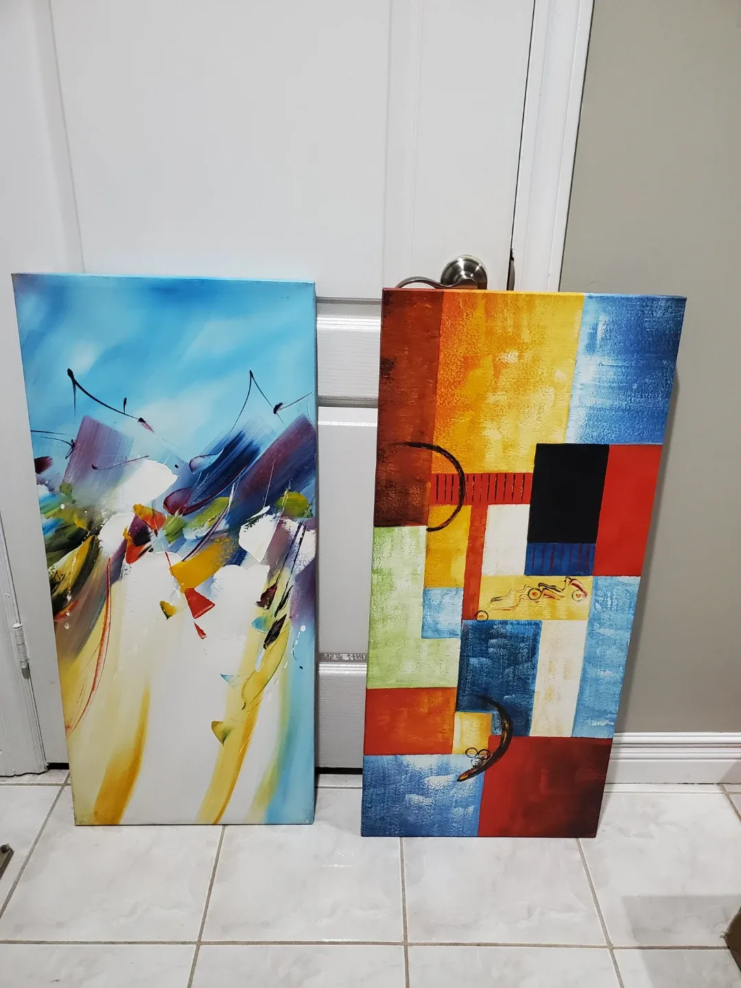 Set of 2 Abstract Wall Art Canvases