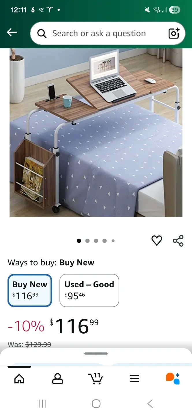 Adjustable mobile over bed table