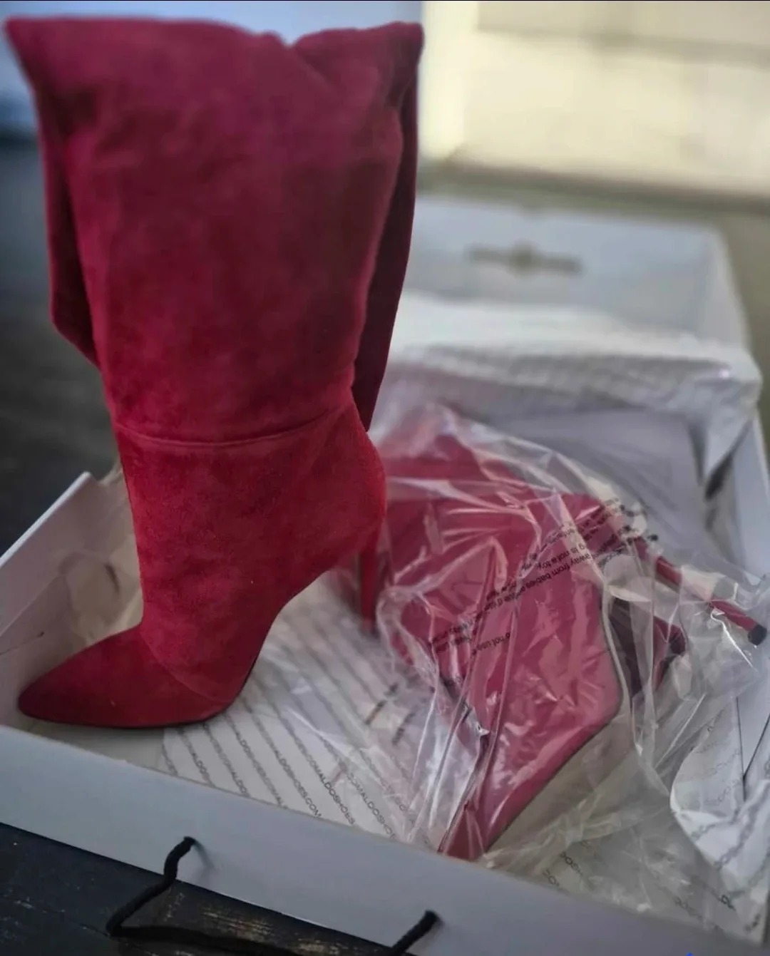 Aldo Red Suede Heeled Boots