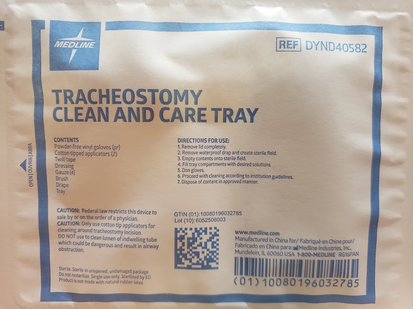 Medline Tracheostomy Clean and Care Tray