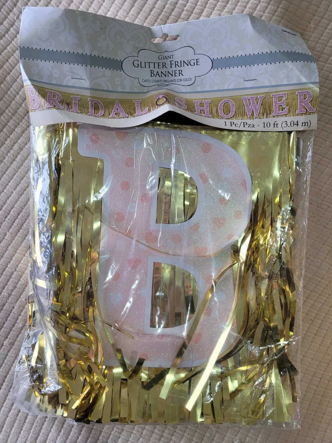Giant Glitter Fringe Banner - Bridal Shower #cleanout