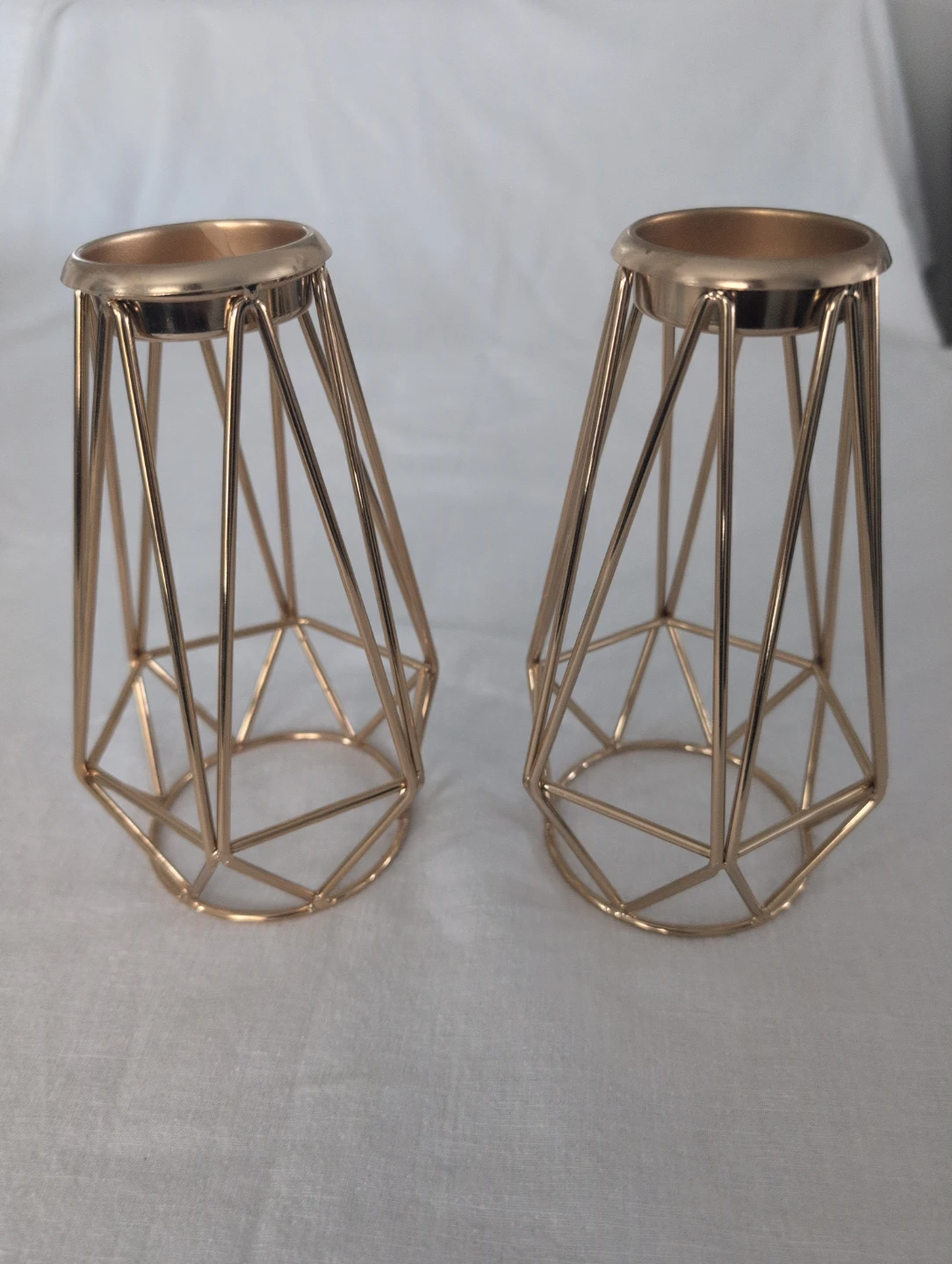 Gold Geometric Candle Holders (Set of 2)