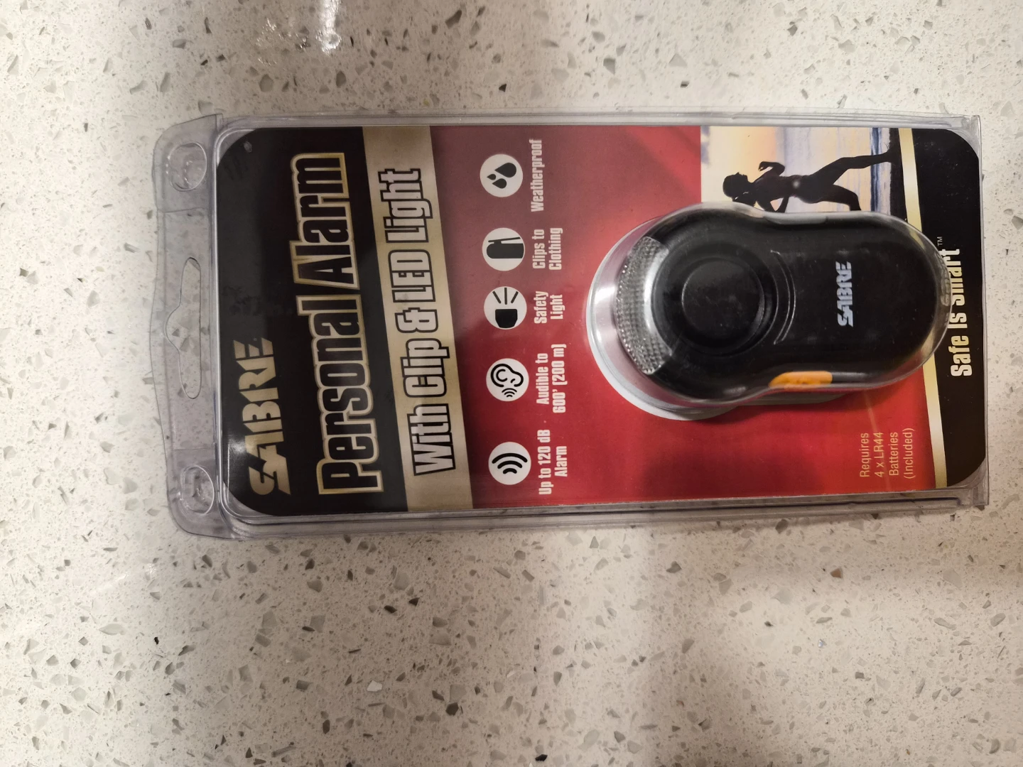 SABRE Personal Alarm With Clip & LED