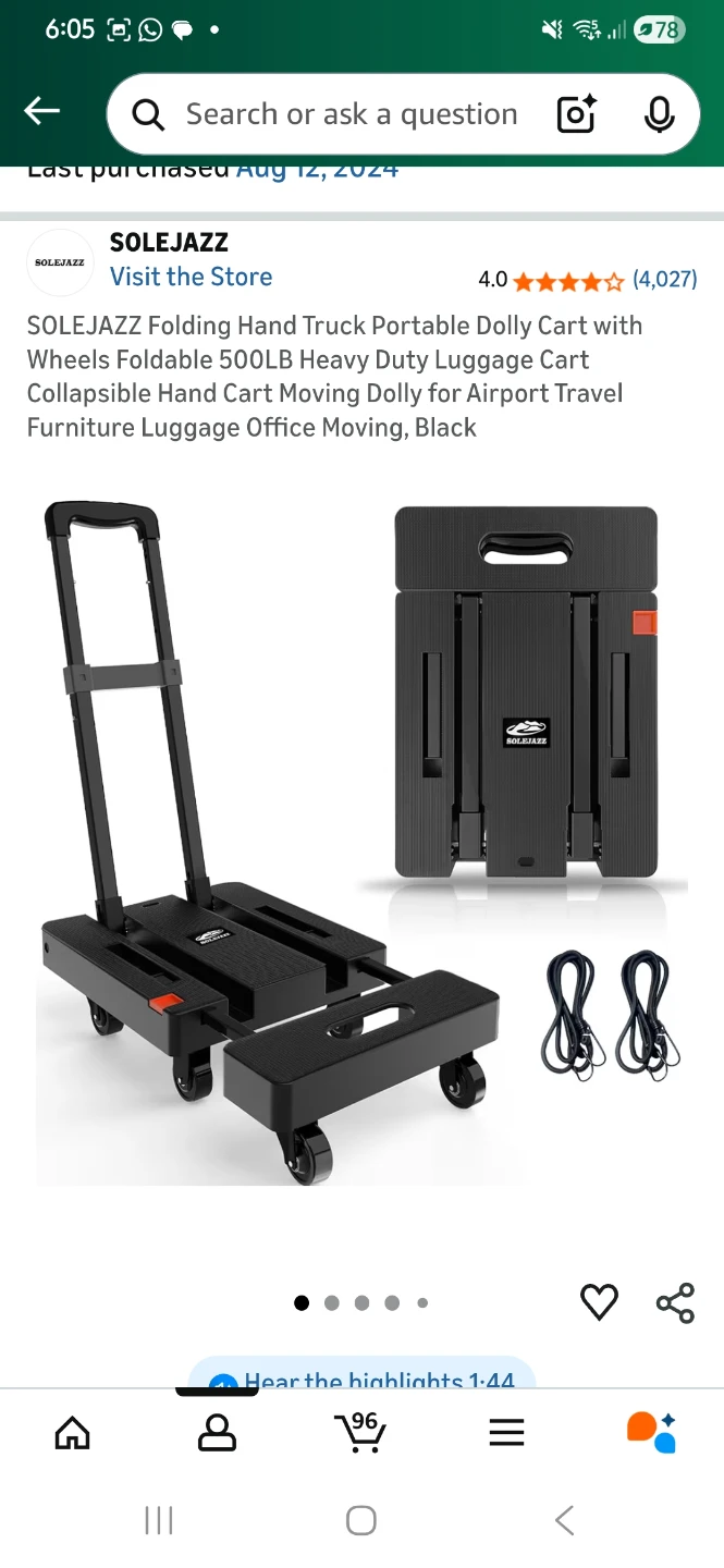 SOLEJAZZ Folding Hand Truck Dolly Cart
