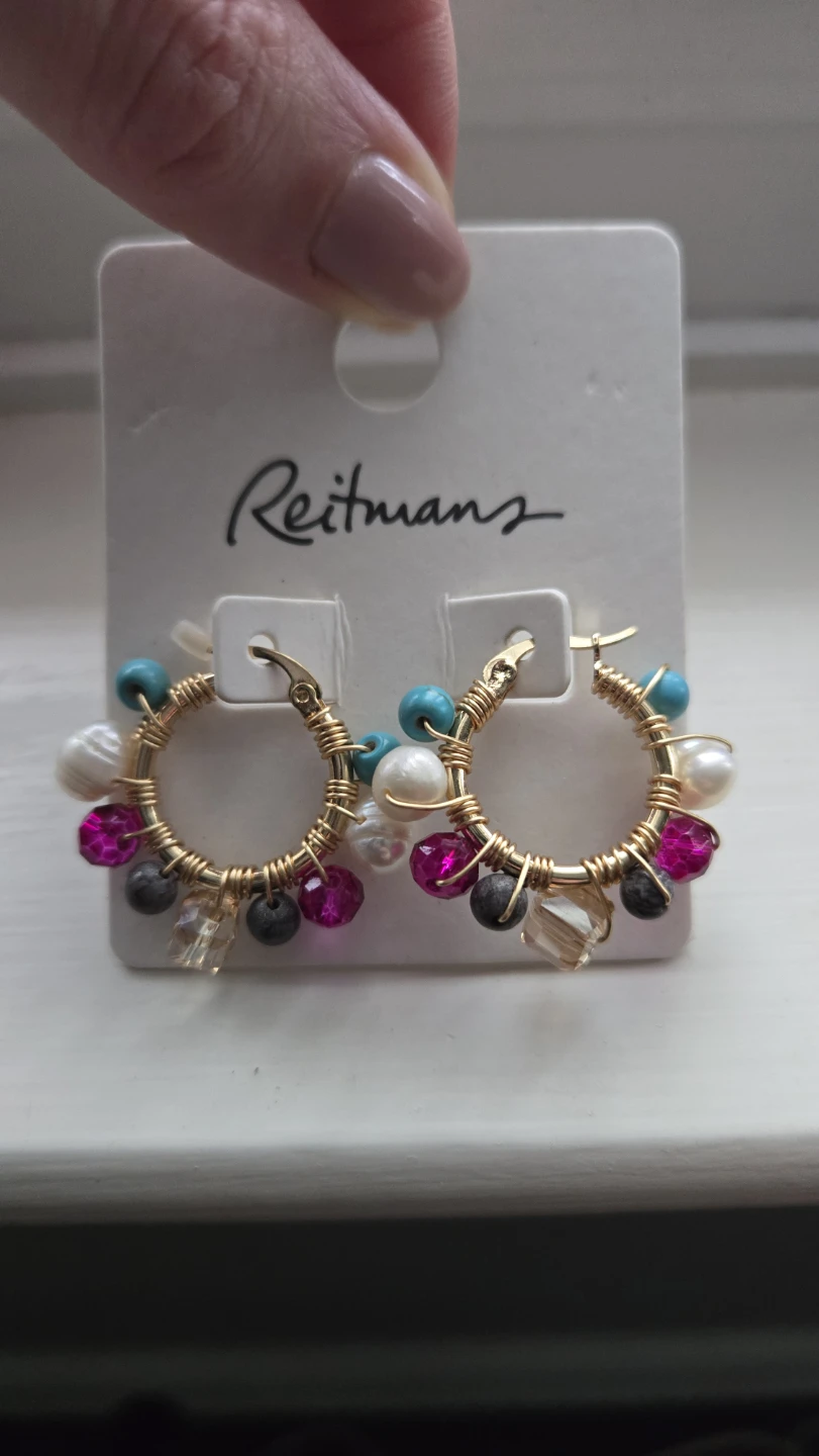 Reitmans Beaded Hoop Earrings - New on Card